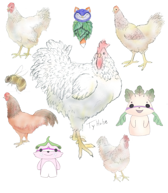 cute chicken art, cute fairy, kawaii chicken, ty hulse